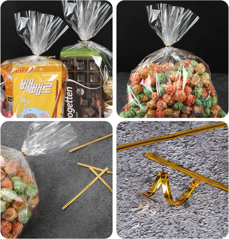 Labeol 150pcs Cellophane Bags 9x12 Treat Bags with Ties Clear Gift Candy Bag Cookie Bag for Packaging Party Favor Plastic Gift Wrap Easter - Image 3